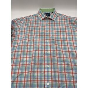 Charleston Threads Shirt L Button Down Blue Plaid Long Sleeve #C523‎